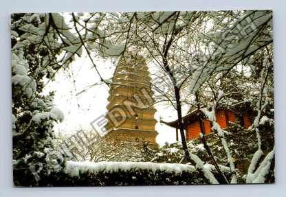 Pohlednice Čína The Xiaoyan Pagoda zasněžená krajina 2009 (M41271)