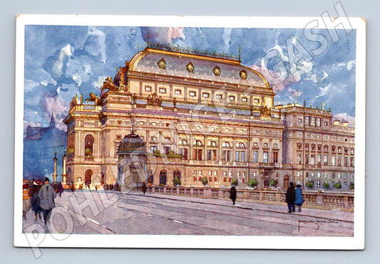 Pohlednice Praha Národní divadlo umělecký motiv Šetelík (M4128)