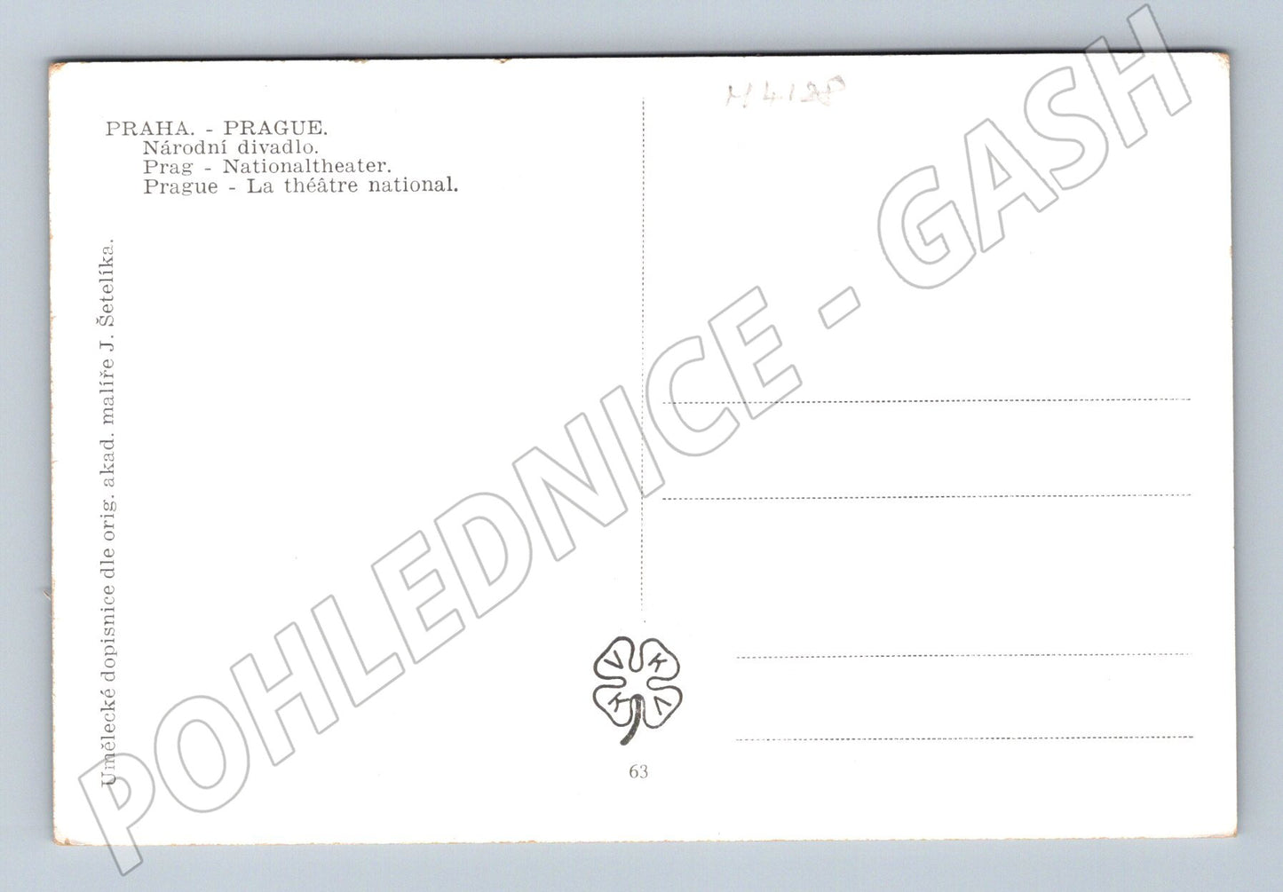 Pohlednice Praha Národní divadlo umělecký motiv Šetelík (M4128)