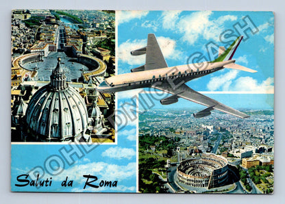 Pohlednice Itálie Řím Vatikán Koloseum letadlo Saluti da Roma (M41281)