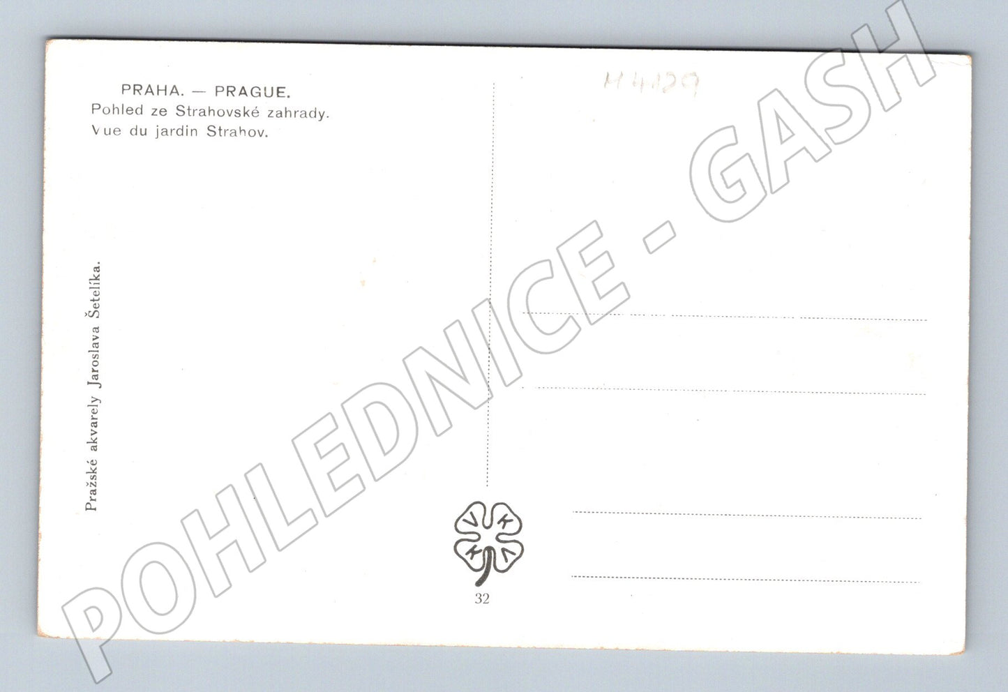 Pohlednice Praha Strahovská zahrada výhled na Hrad Šetelík (M4129)
