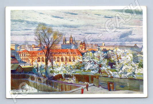 Pohlednice Praha Tyršův dům kresba historický motiv (M4130)