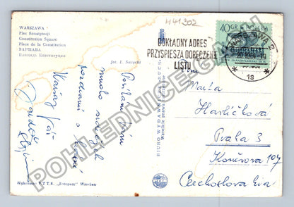 Pohlednice Polsko Varšava Plac Konstytucji 1954 (M41302)
