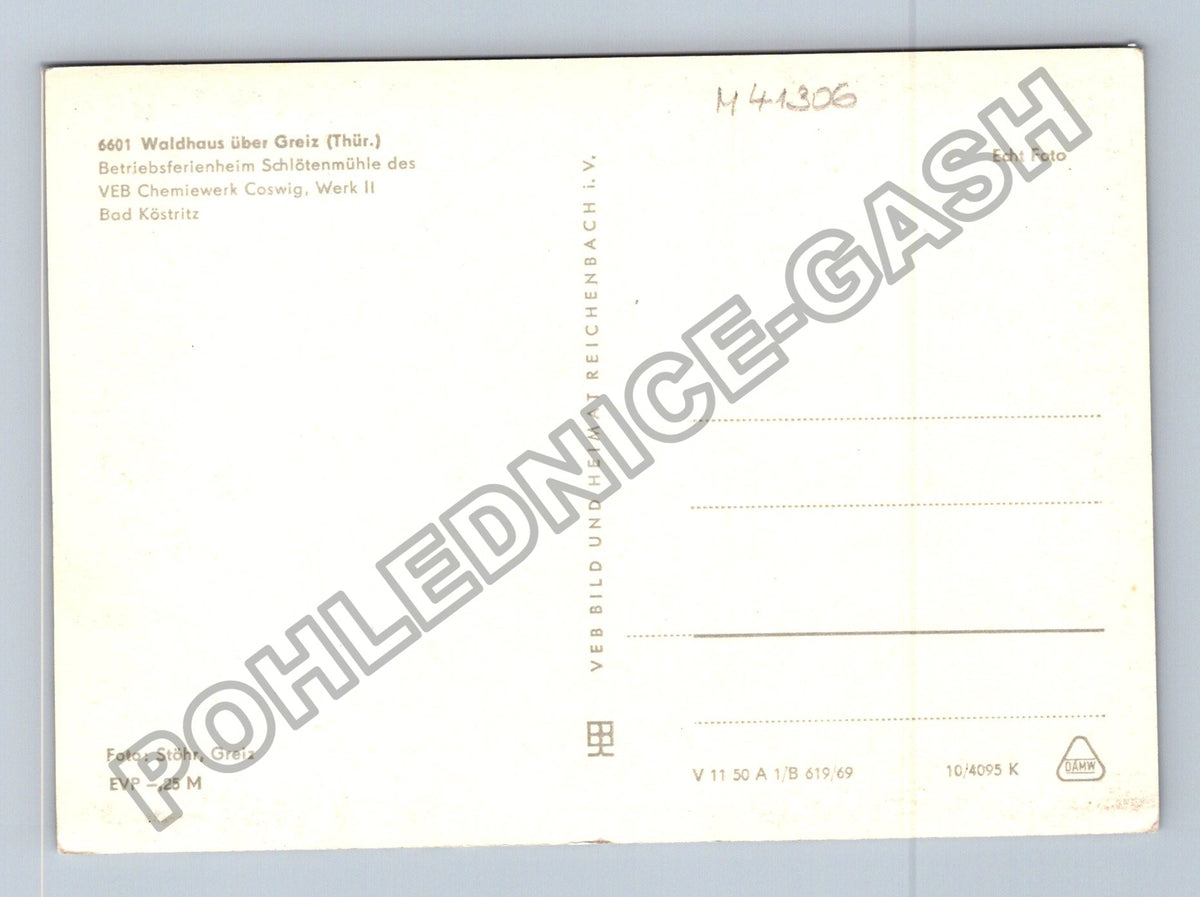 Pohlednice Německo Waldhaus Greiz Betriebsfereinheim (M41306)