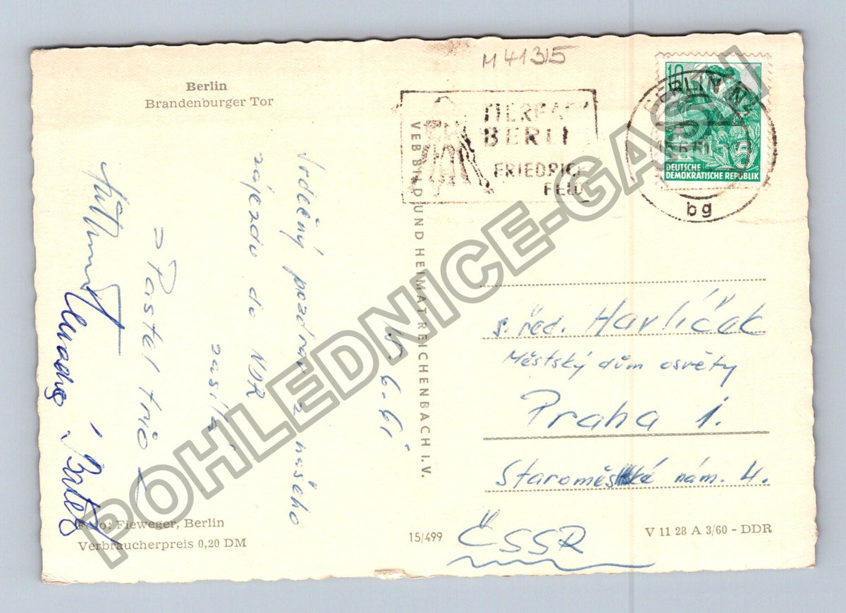 Pohlednice Německo Berlín Braniborská brána 1965 (M41315)