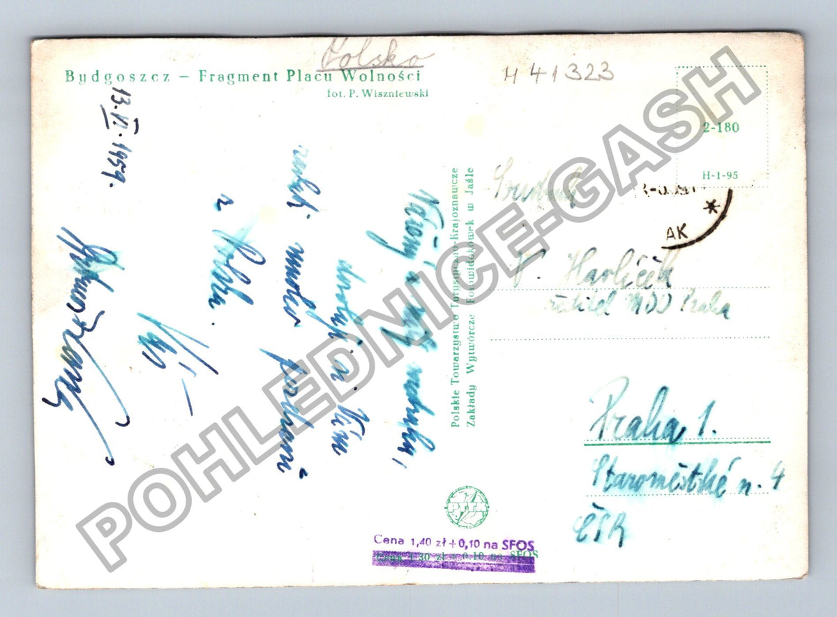 Pohlednice Polsko Bydgoszcz Fragment Placu Wolności 1954 (M41323)