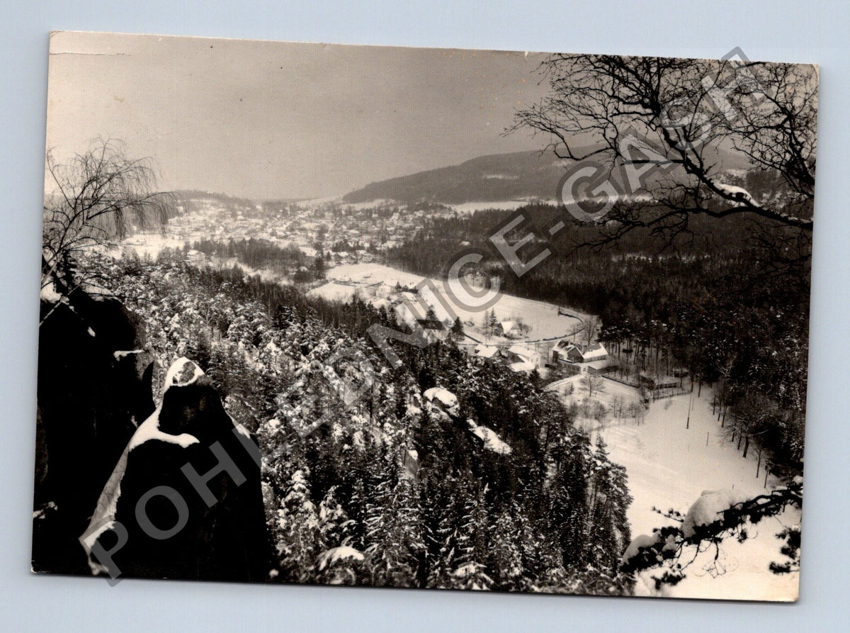 Pohlednice Kurort Jonsdorf Blick v Nonnenfellen zimní krajina (M41324)