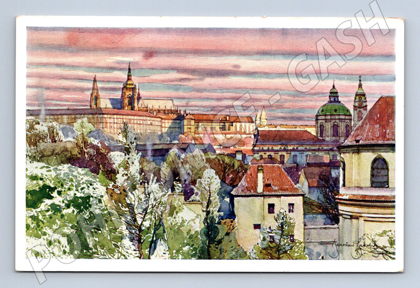 Pohlednice Praha Hladová zeď výhled na Hrad Šetelík (M4134)