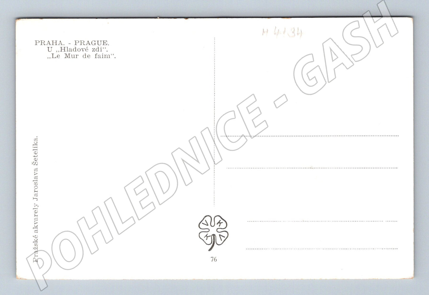 Pohlednice Praha Hladová zeď výhled na Hrad Šetelík (M4134)