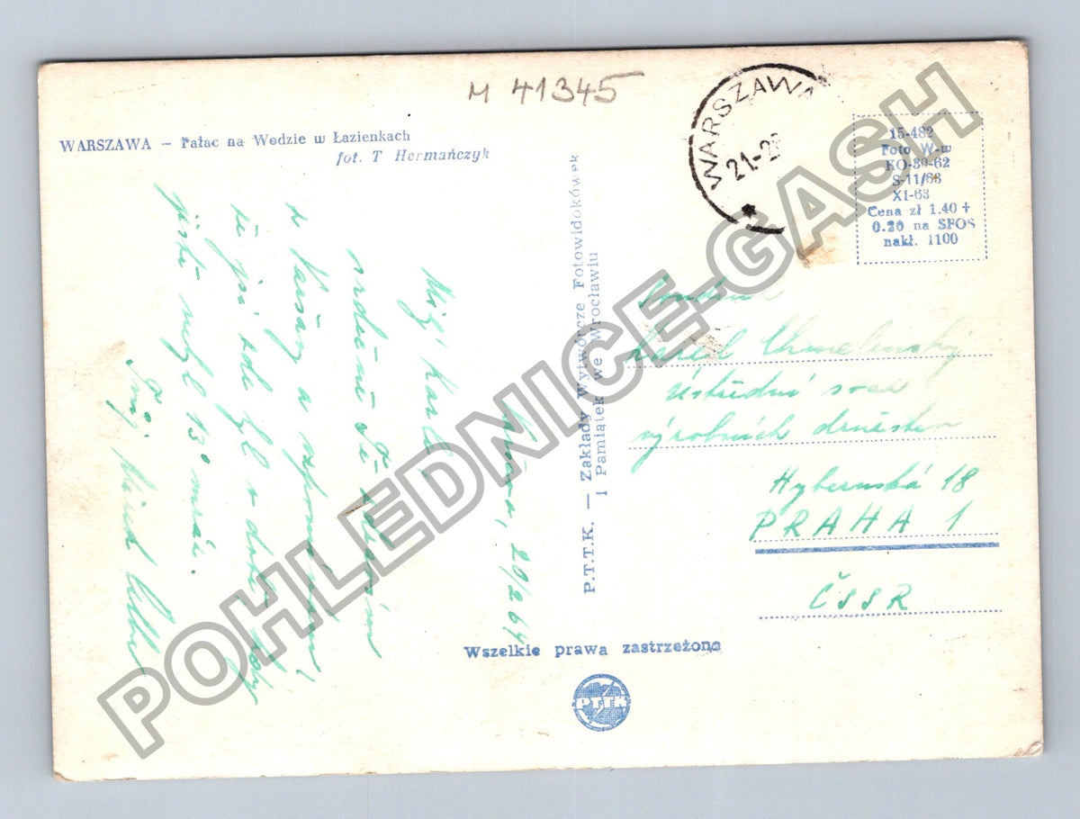 Pohlednice Polsko Varšava Palác na Vodě v Łazienkách (M41345)