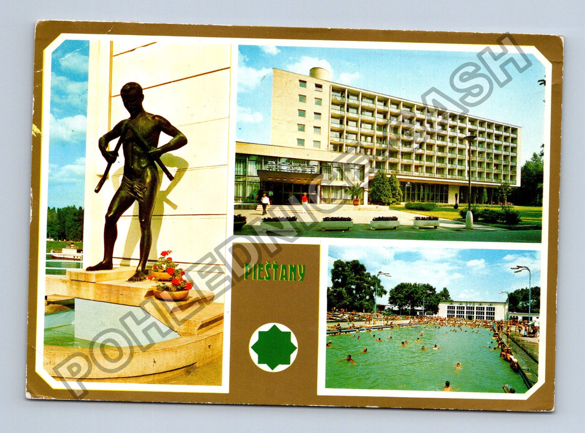 Pohlednice Slovensko Piešťany socha hotel koupaliště (M41362)