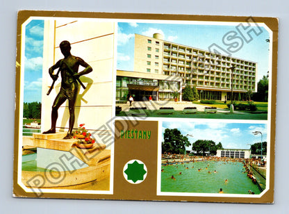 Pohlednice Slovensko Piešťany socha hotel koupaliště (M41362)