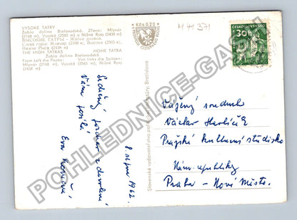 Pohlednice VYSOKÉ TATRY Zádná dolina Bielovodská 1962 (M41371)