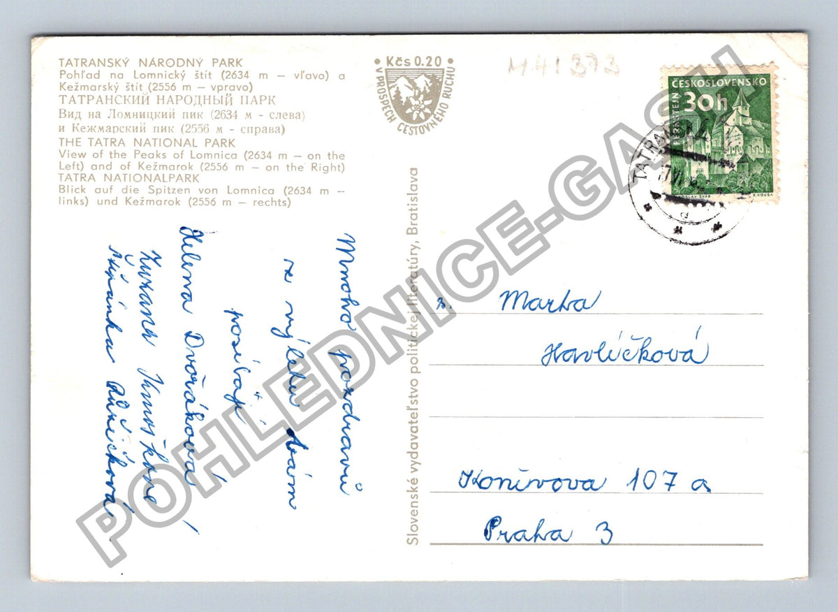 Pohlednice Slovensko Vysoké Tatry Lomnický štít Kežmarský (M41373)