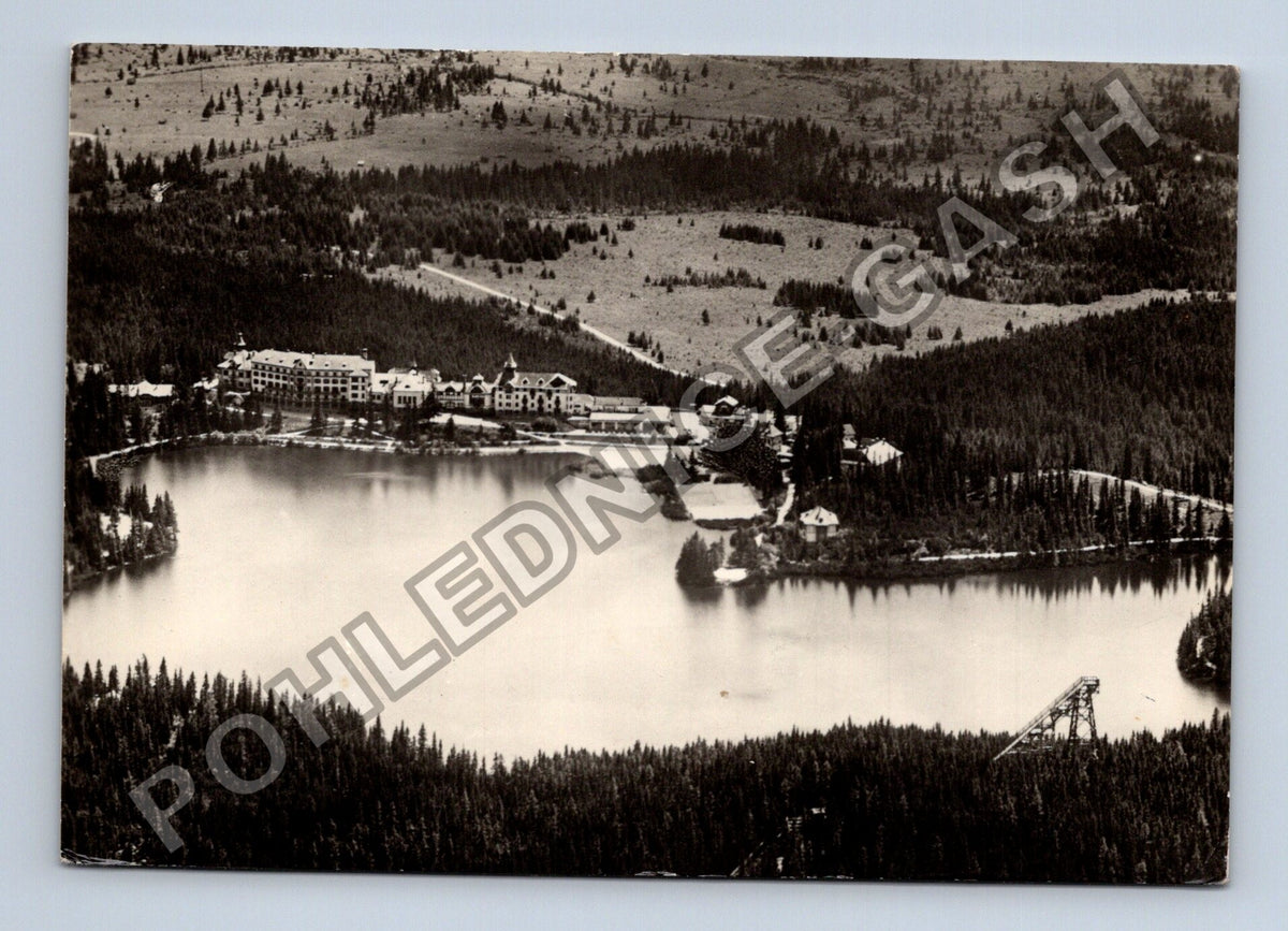 Pohlednice Vysoké Tatry Štrbské pleso letecký pohled 1956 (M41383)