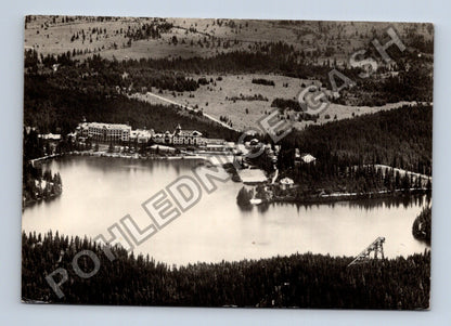 Pohlednice Vysoké Tatry Štrbské pleso letecký pohled 1956 (M41383)