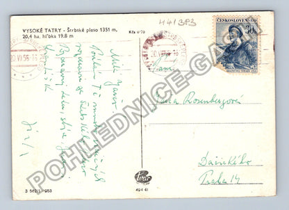 Pohlednice Vysoké Tatry Štrbské pleso letecký pohled 1956 (M41383)