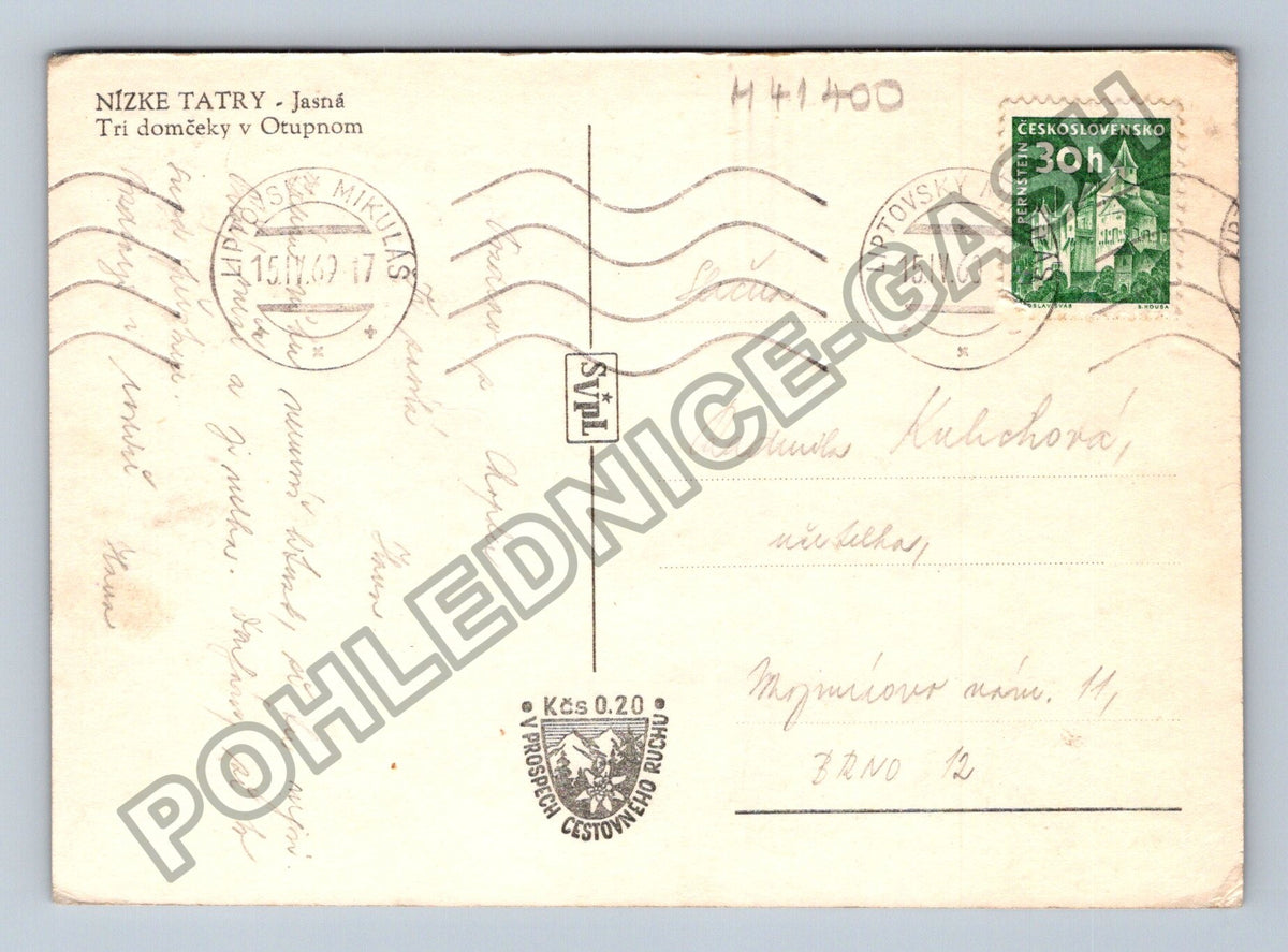 Pohlednice NÍZKÉ TATRY Jasná Tři domky v Orupnom 1960 (M41400)