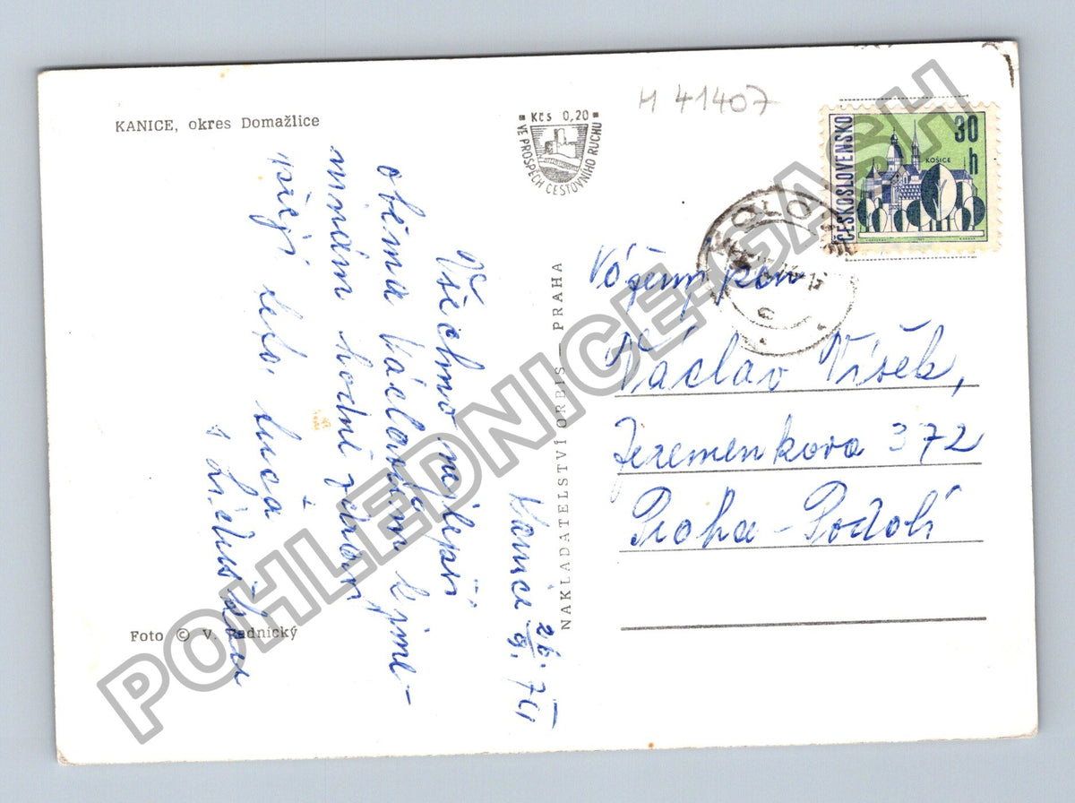 Pohlednice Kanice okres Domažlice rybník s domy (M41407)