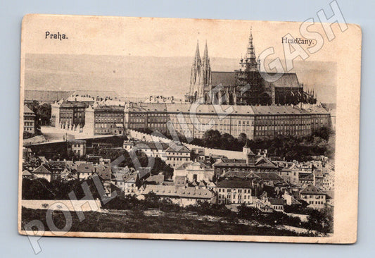 Pohlednice Praha Hradčany a sv Víta černobílý motiv (M4141)