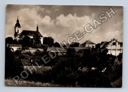 Pohlednice Vysoká u Mělníka kostel a domy (M41413)