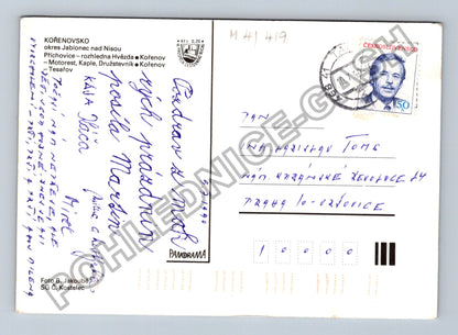 Pohlednice Kořenovsko koláž rozhledna Hvězda Motorest 1990 (M41419)