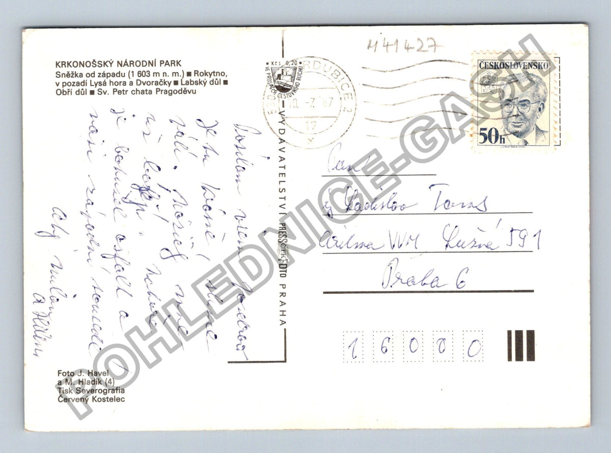 Pohlednice Krkonošský národní park Sněžka Obří důl 1967 (M41427)