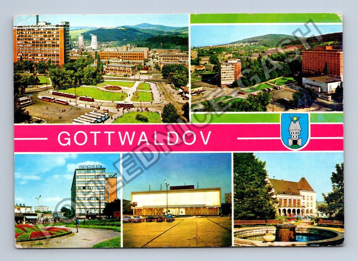 Pohlednice Gottwaldov koláž centrum obchodní dům (M41428)