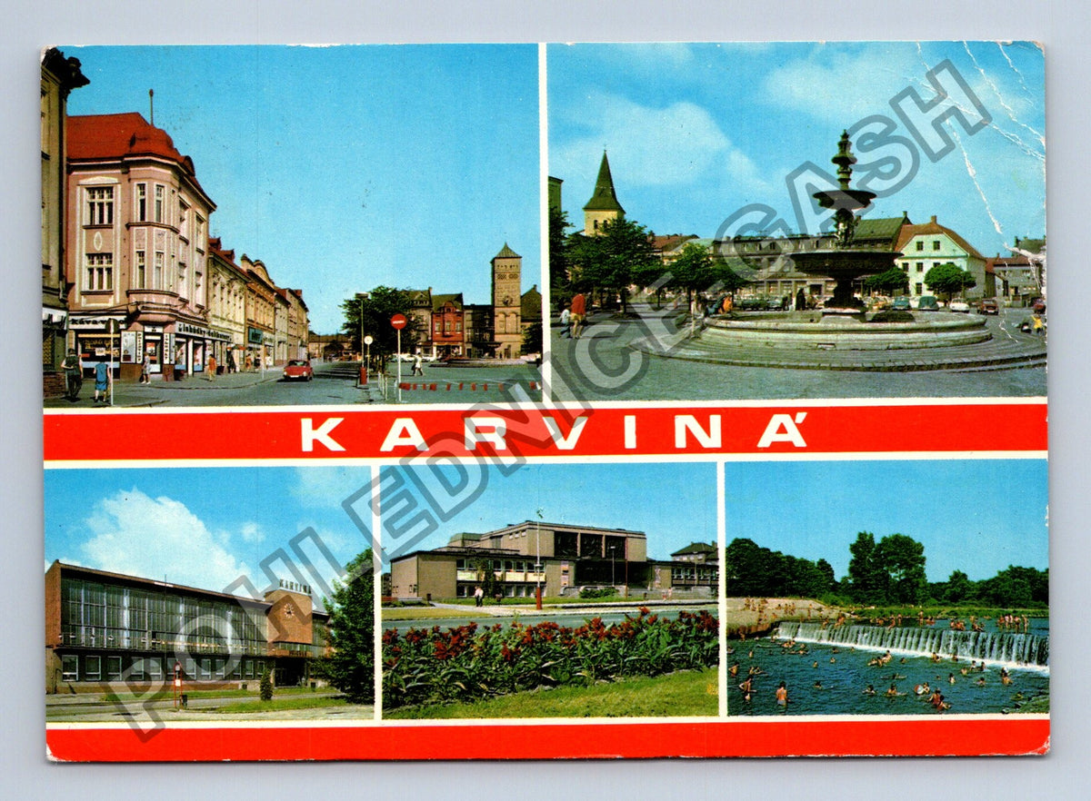 Pohlednice Karviná koláž motivů 1982 (M41432)