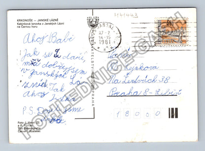 Pohlednice Krkonoše Janské Lázně lanovka hotel (M41443)