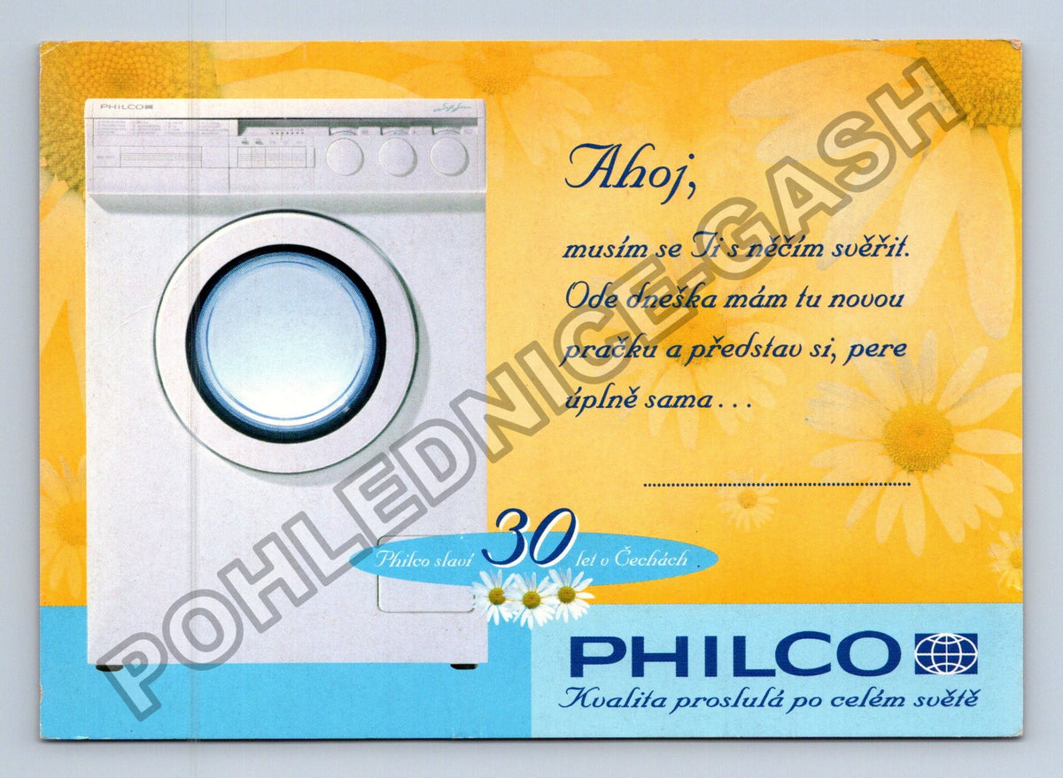 Pohlednice Philco pračka 30 let v Čechách reklama (M41468)