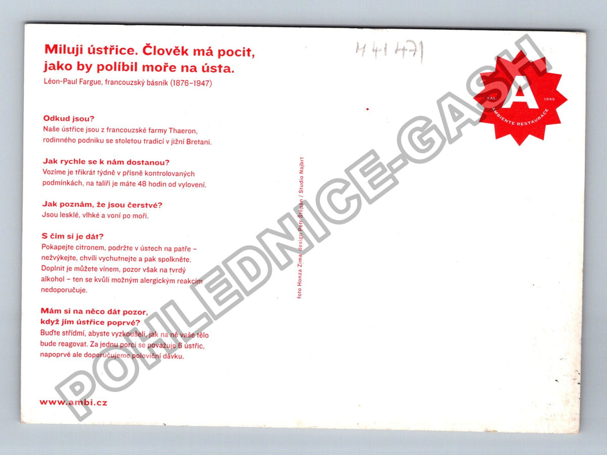 Pohlednice Brazílie ústřice Ambi restaurante (M41471)