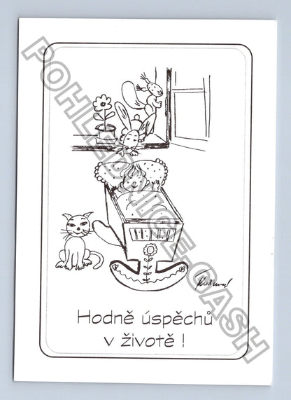 Pohlednice Hodně úspěchů v životě kreslený motiv (M41476)