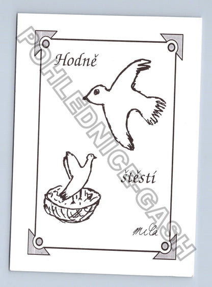 Pohlednice Holubice štěstí Hodně štěstí (M41477)