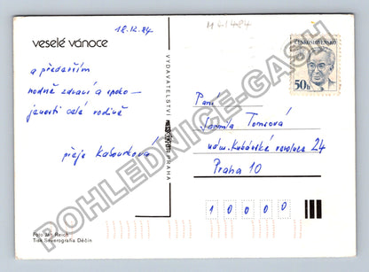 Pohlednice Veselé Vánoce zátiší mlýnek hmoždíř jablka (M41484)
