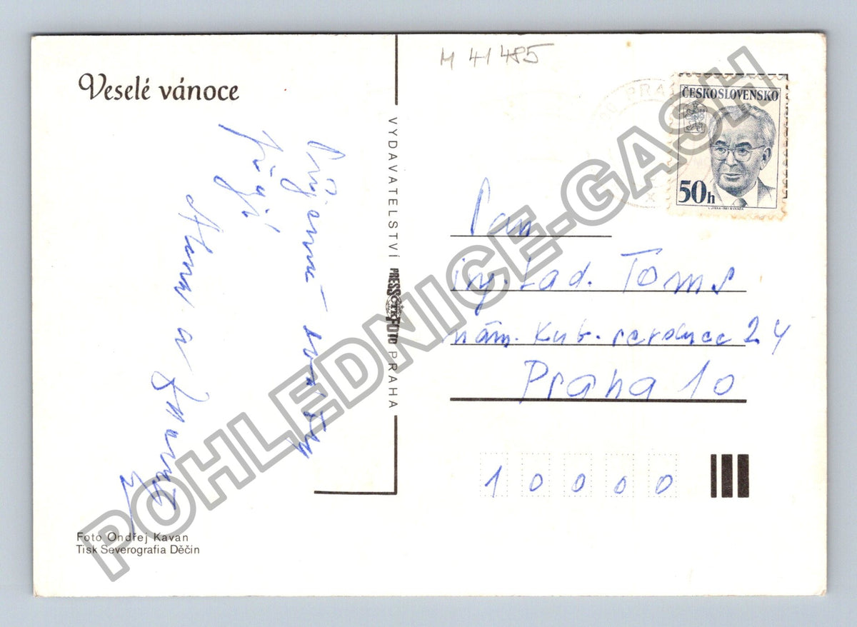 Pohlednice Veselé vánoce zátiší svíčka jablko ořechy (M41485)