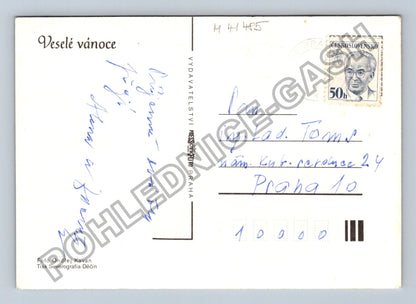 Pohlednice Veselé vánoce zátiší svíčka jablko ořechy (M41485)