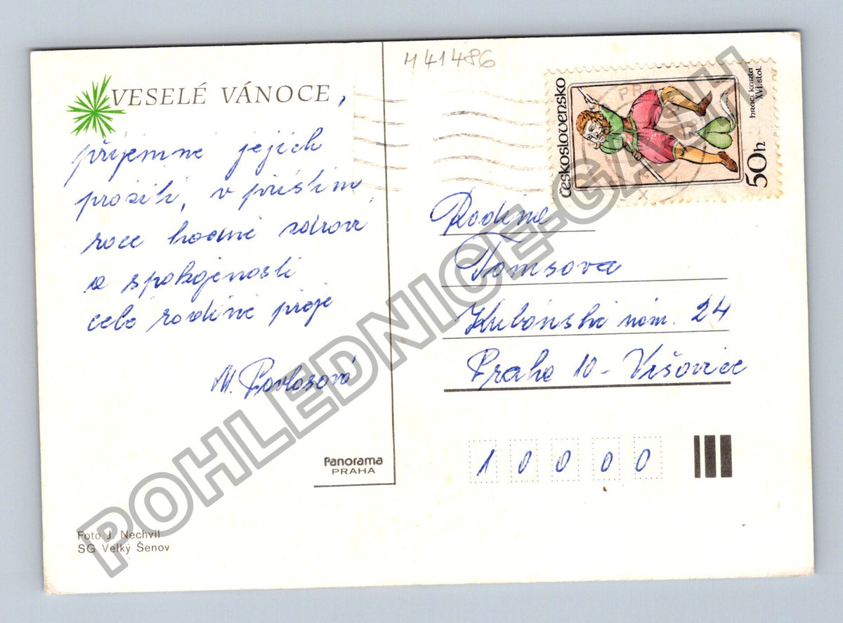 Pohlednice Vánoční zátiší džbán svíčka jablka ořechy (M41486)