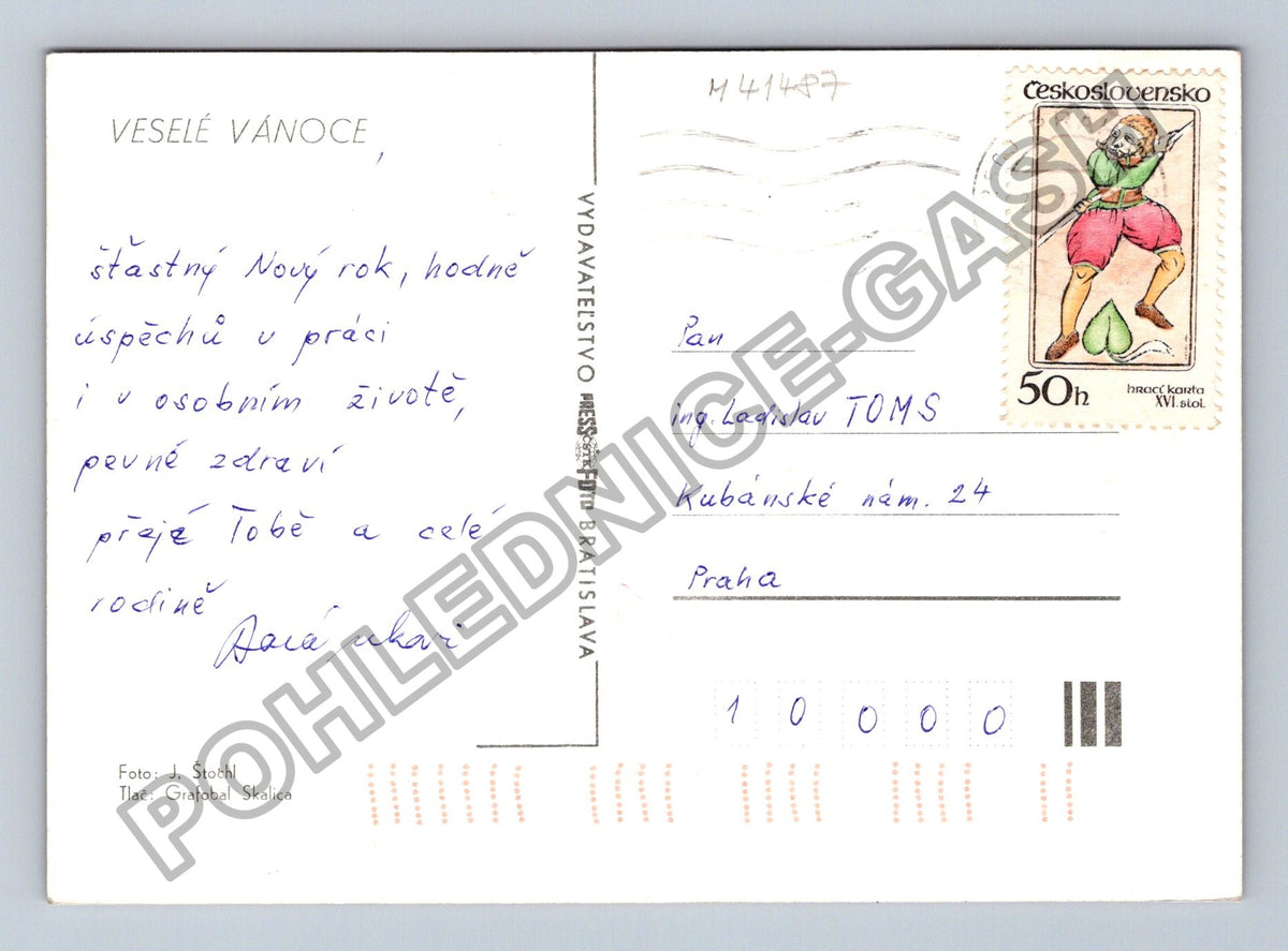 Pohlednice Vánoční zátiší džbán louskáček jablka ořechy (M41487)