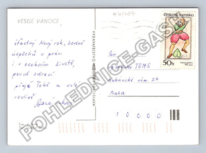Pohlednice Vánoční zátiší džbán louskáček jablka ořechy (M41487)