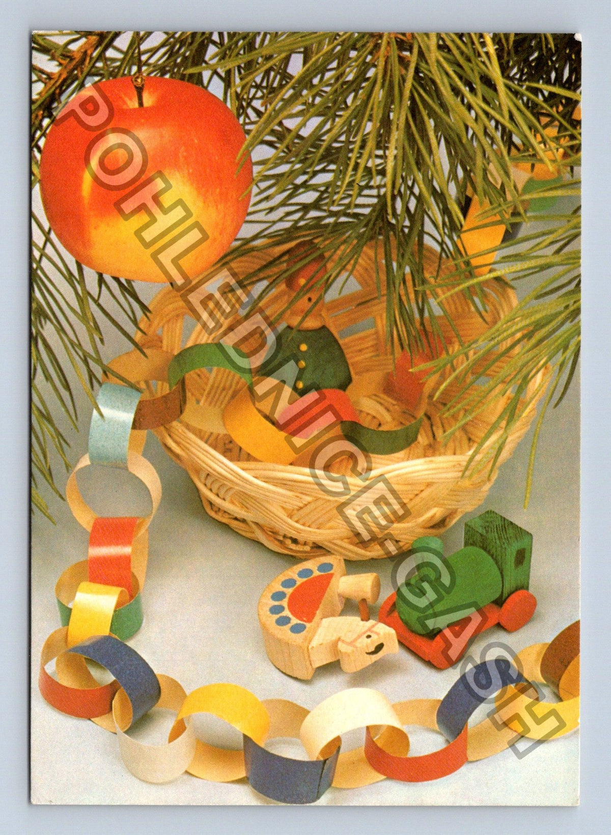 Pohlednice Vánoční motiv jablko košík ozdoby (M41488)