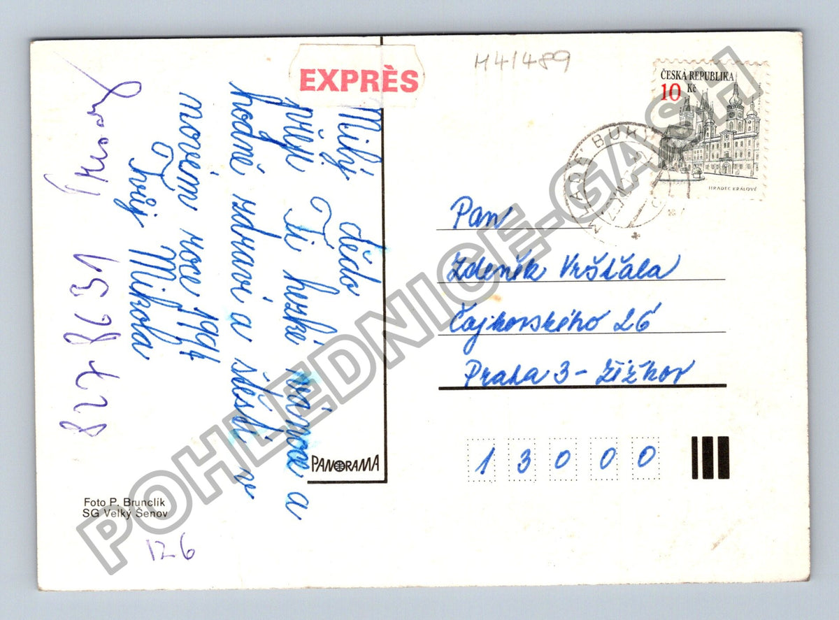 Pohlednice Loutky sněhulák sáňky Nový rok 1991 (M41489)