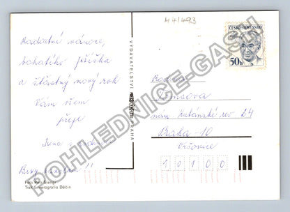 Pohlednice Vánoční zátiší jablko perníčky ořechy svíčka (M41493)