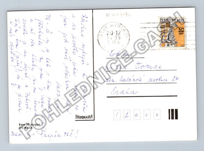 Pohlednice Veselé vánoce zasněžené stromy 1984 (M41494)