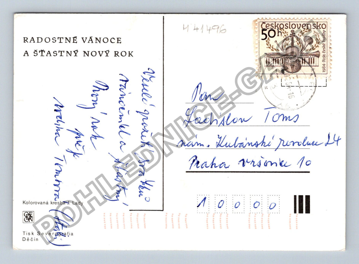 Pohlednice Josef Lada zabijačka Novoroční přání (M41496)