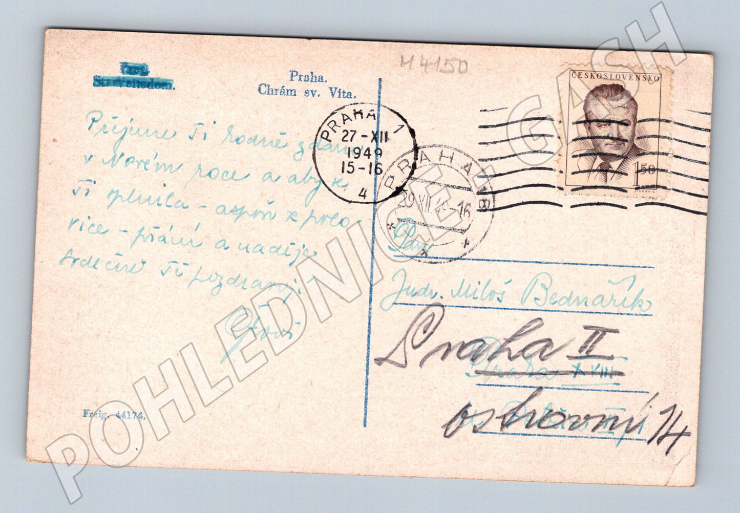 Pohlednice Pražský hrad a sv Víta 1949 motiv (M4150)