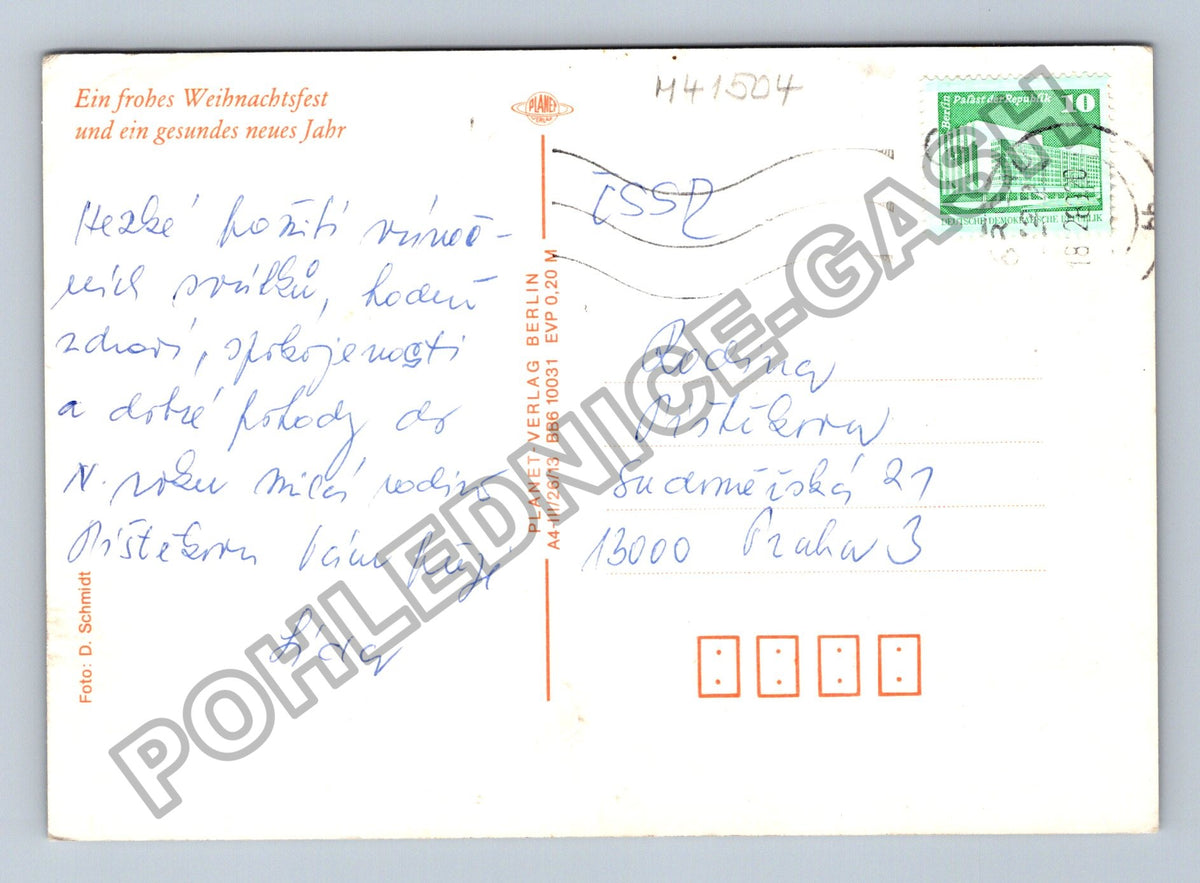 Pohlednice Vánoční zátiší svícen jehličí ozdoby (M41504)