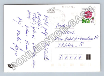 Pohlednice Veselé Vánoce mašle hvězdy noty 2004 (M41506)