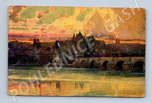 Pohlednice Praha Hradčany večer Šetelík (M4151)