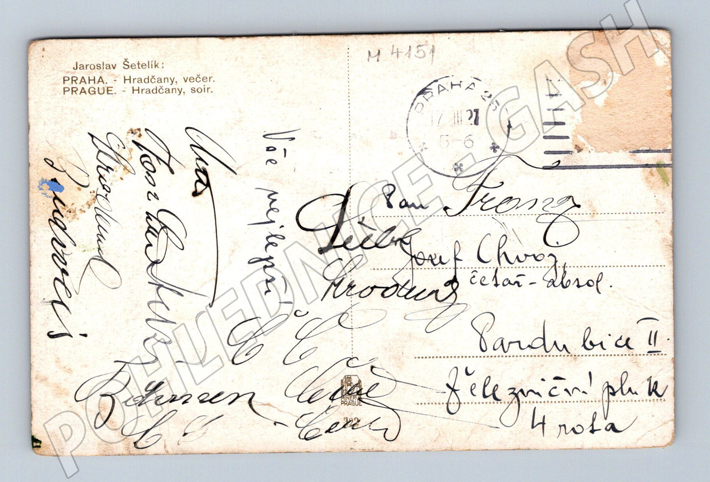 Pohlednice Praha Hradčany večer Šetelík (M4151)